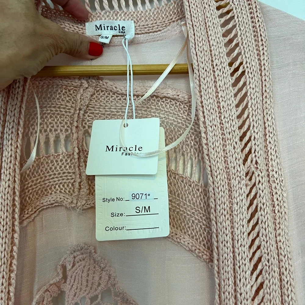 Miracle Blush Crochet Cardigan - Picture 2 of 4